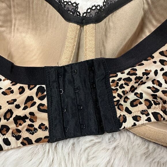 Cacique Full Coverage Leopard Print Black Lace Trim Bra Size 46C - Picture 5 of 8
